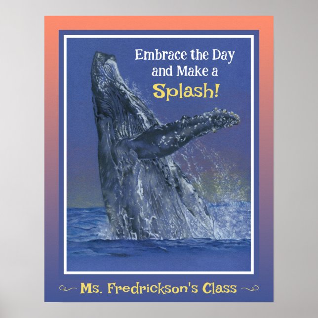 Impressão de baleia divertida para a sala de aula (Frente)