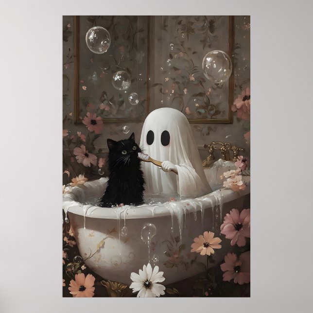 Impressão de banheira de fantasma escovando os den (Frente)