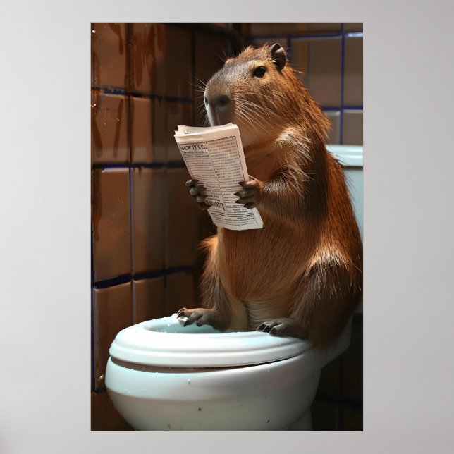Impressão de Banheiro de Capivara, Arte de Parede  (Frente)