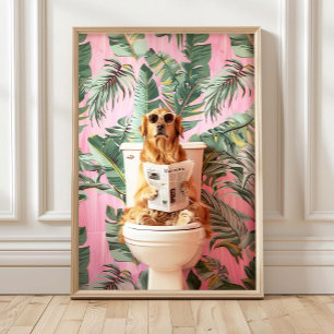 Impressão de Banheiro de Golden Retriever, Cartaz