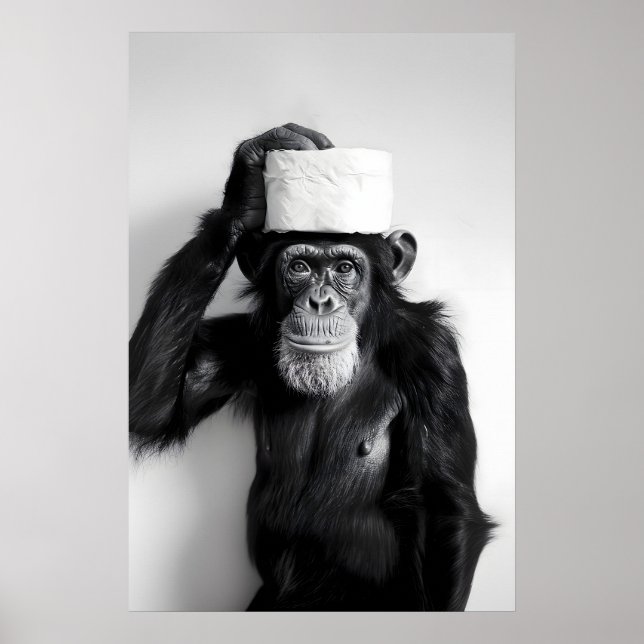 Impressão de Banheiro de Macaco Engraçado Foto de  (Frente)