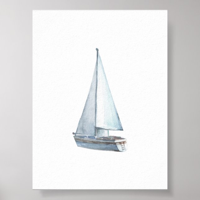 Impressão de barco a vela com aquarelas (Frente)