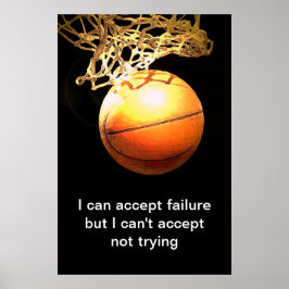 Impressão de basquete de citação motivacional famo