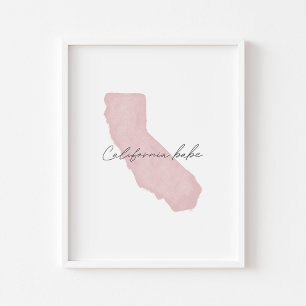 Impressão de bebê californiano rosa aquarela