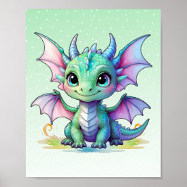 Impressão de Bebê Dragão Pastel