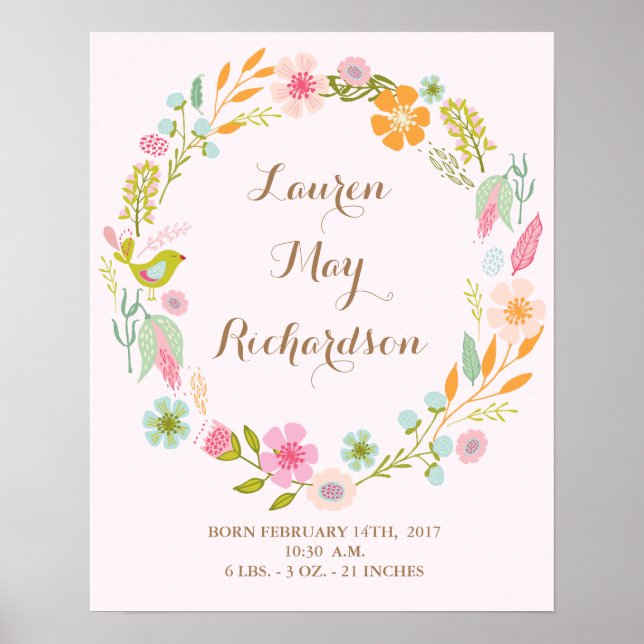 Impressão de bebê nascente de flores para uma meni (Frente)