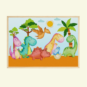 Impressão de Berçário de Dinossauros Poster de Din