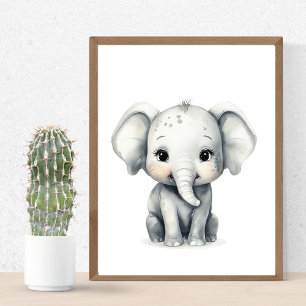 Impressão de berçário de elefante bebê adorável te