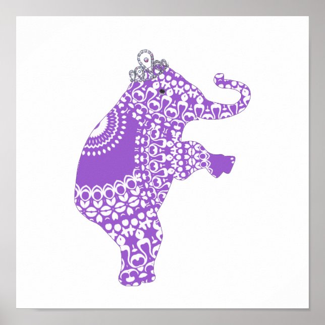Impressão de berçário de elefante princesa roxa fo (Frente)
