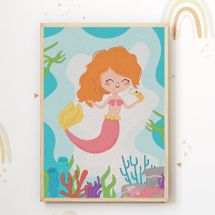 Impressão de Berçário de Sereia Poster para Quarto