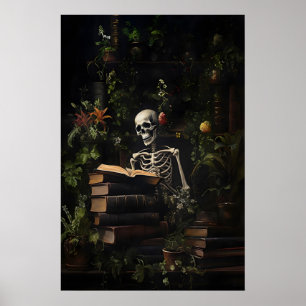 Impressão de Biblioteca Esquelética Botânica, Dark