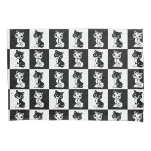 Impressão de Bloco de Monograma Branco Preto