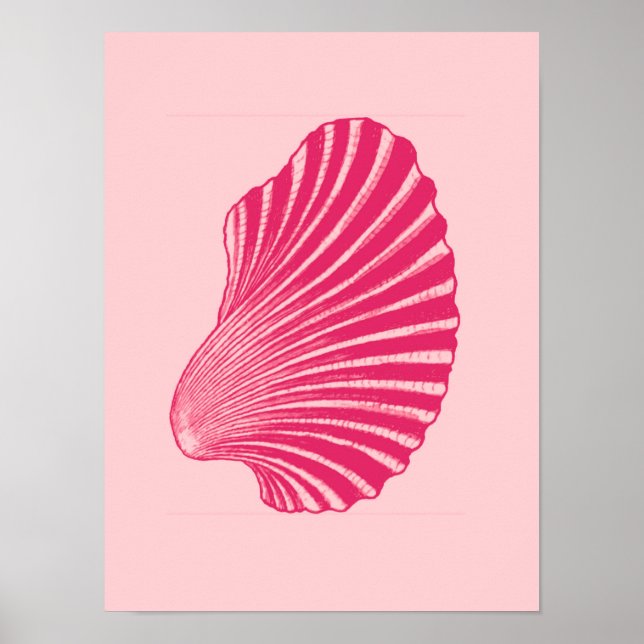 Impressão de Bloco de Shell Scallop, Fuchsia e Ros (Frente)