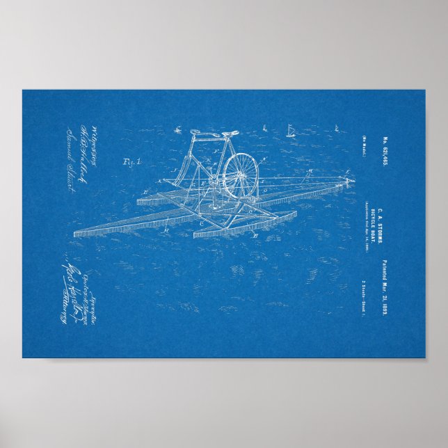 impressão de Blueprint Patente de Bicicleta de 189 (Frente)