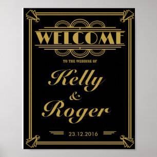 IMPRESSÃO de boas-vindas ao casamento estilo Gatsb