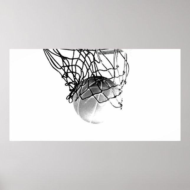Impressão de Bola de Basquete B&W (Frente)