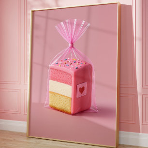 Impressão de Bolo Rosa, Pastel Wall Bakery