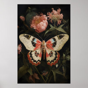 Impressão de Borboleta de Mariposa Floral, Parede 