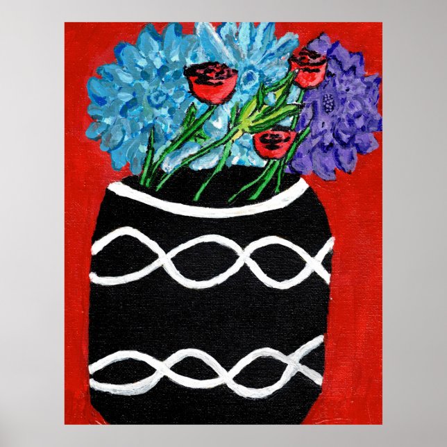 Impressão de Buquê Floral em Vaso (Semi-Brilho) (Frente)