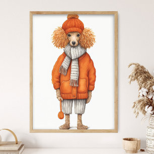 Impressão de cachorro Poodle da moda, decoração en