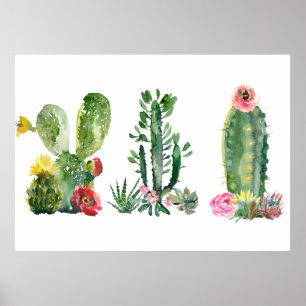 Impressão de Cactus Aquarela