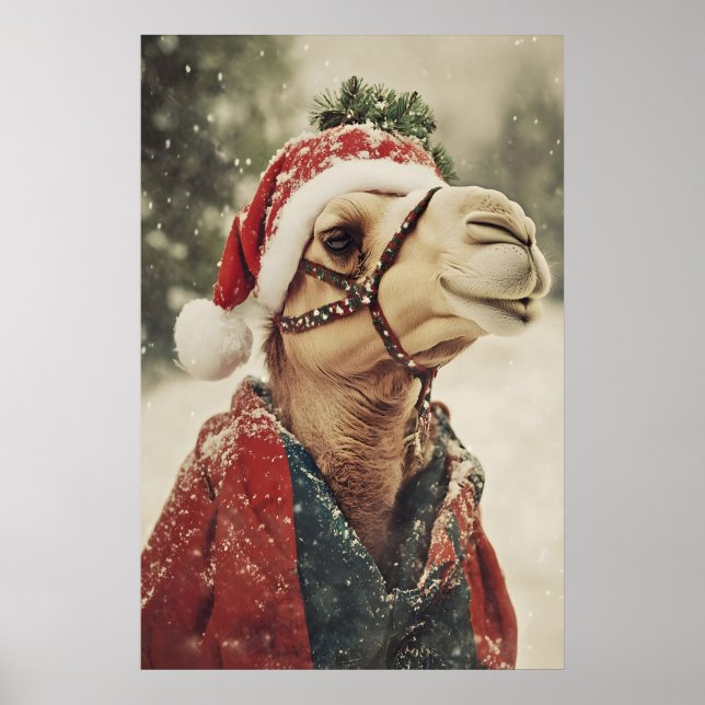 Impressão de Camelo de Natal, Arte de Parede de Fé (Frente)
