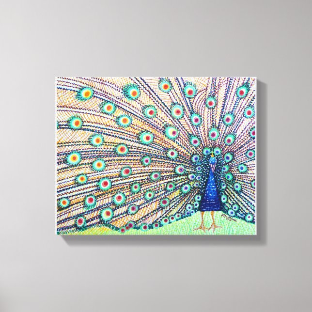 Impressão de Canvas de Aquarela de Peacock (Frente)