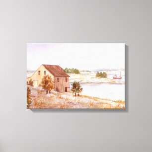 Impressão de Canvas de Aquarela do Pescador