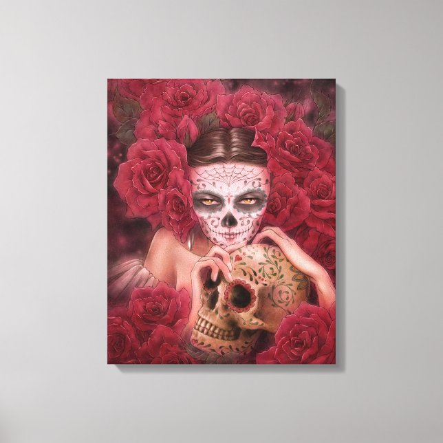 Impressão de Canvas de Arte Escura do Dia de los M (Frente)
