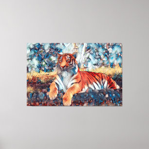IMPRESSÃO DE CANVAS DE ARTE MOSAIC TIGER STRETCHED