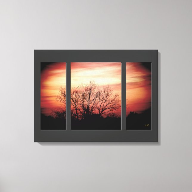 Impressão de Canvas de Birch Sunset Triptych (Frente)