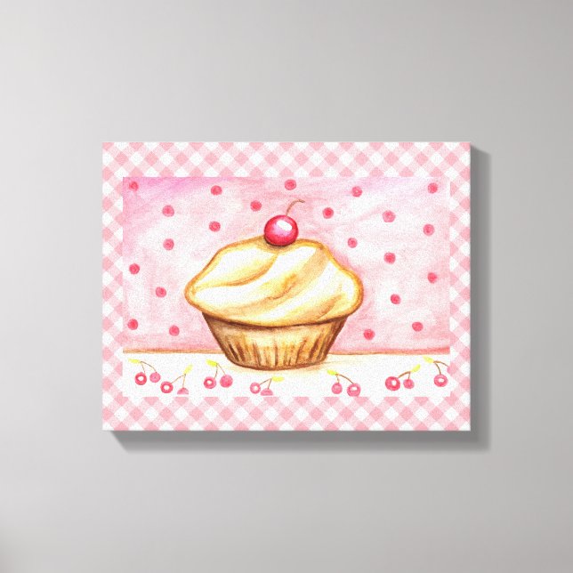 Impressão de Canvas de Cherry Cupcake (Frente)