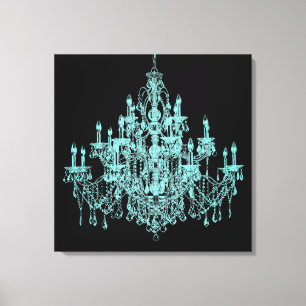 Impressão de Canvas de Muro de Chandelier Azul Te