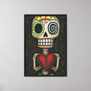 Impressão de Canvas do crânio de açúcar colorido