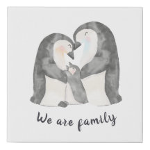 Impressão de Canvas Falsa da Família Penguin
