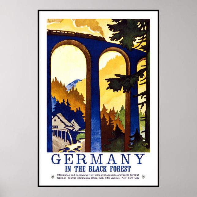 Impressão de Cartaz Antigo Floresta Negra Alemanha (Frente)