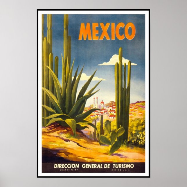 Impressão de Cartaz Antigo México (Frente)