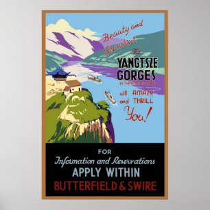 Impressão de Cartaz Antigo Rio Yangtsze Gorges