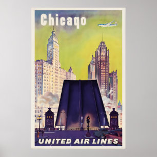Impressão de Cartaz de Viagem Antigo de Chicago EU