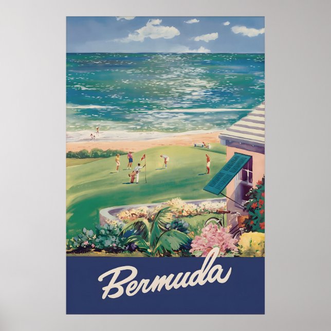 Impressão de Cartaz de Viagem de Bermuda Antiga, C (Frente)