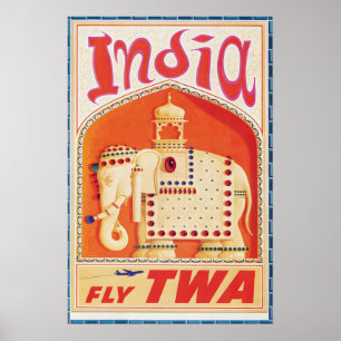 Impressão de Cartaz de Viagem Vintage da Índia, Co