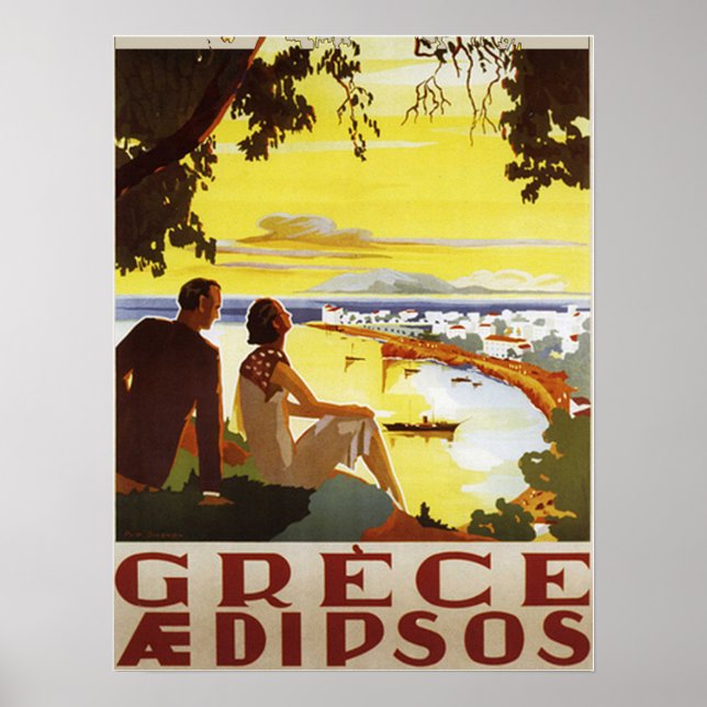 Impressão de Cartaz Vintage da Grécia (Frente)