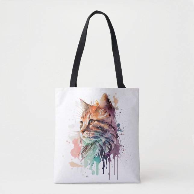 Impressão de Cat para Cat Lover Cat Mamãe Tote Bag (Frente)