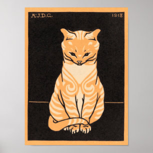 Impressão de Cat Sentado, Papel Poster de Valor (