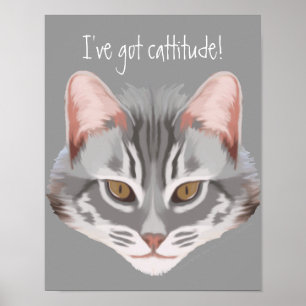 Impressão de Cattitude (com texto)