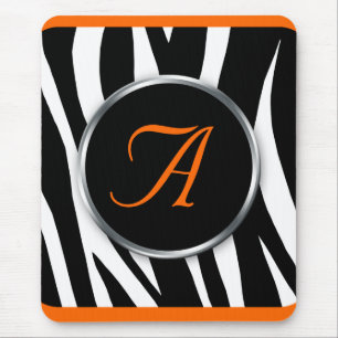 Impressão de Chic Zebra Pasta de Mousepad Laranja