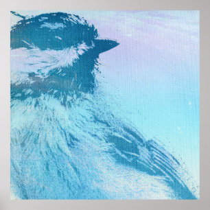 Impressão de Chickadee em Casca Preta
