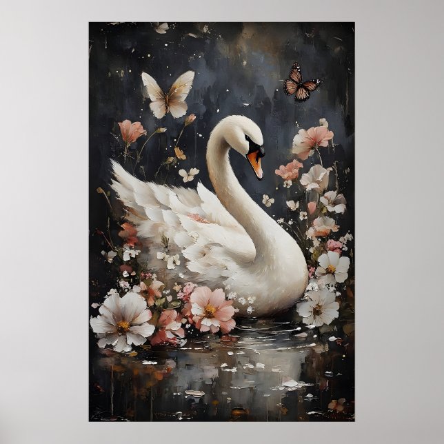 Impressão de Cisne de Flor Mal-humorada, Impressão (Frente)