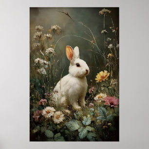 Impressão de Coelho de Flor Antiga, Coelho Farmhou