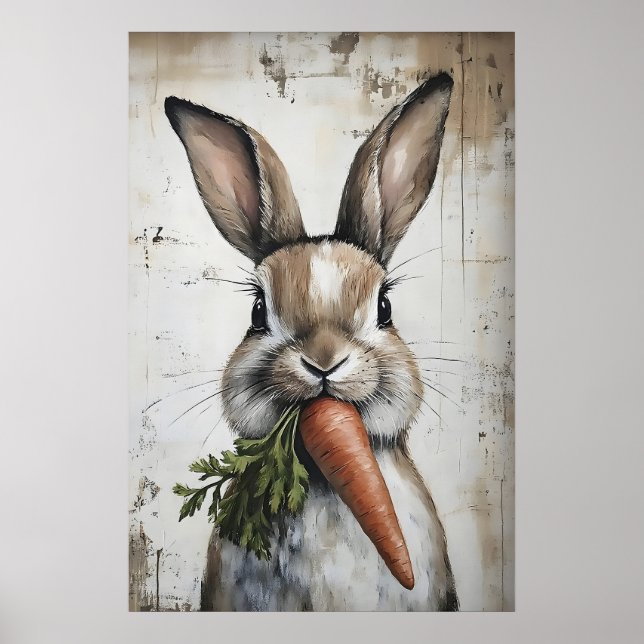 Impressão de Coelho de Primavera e Cenoura, Coelho (Frente)